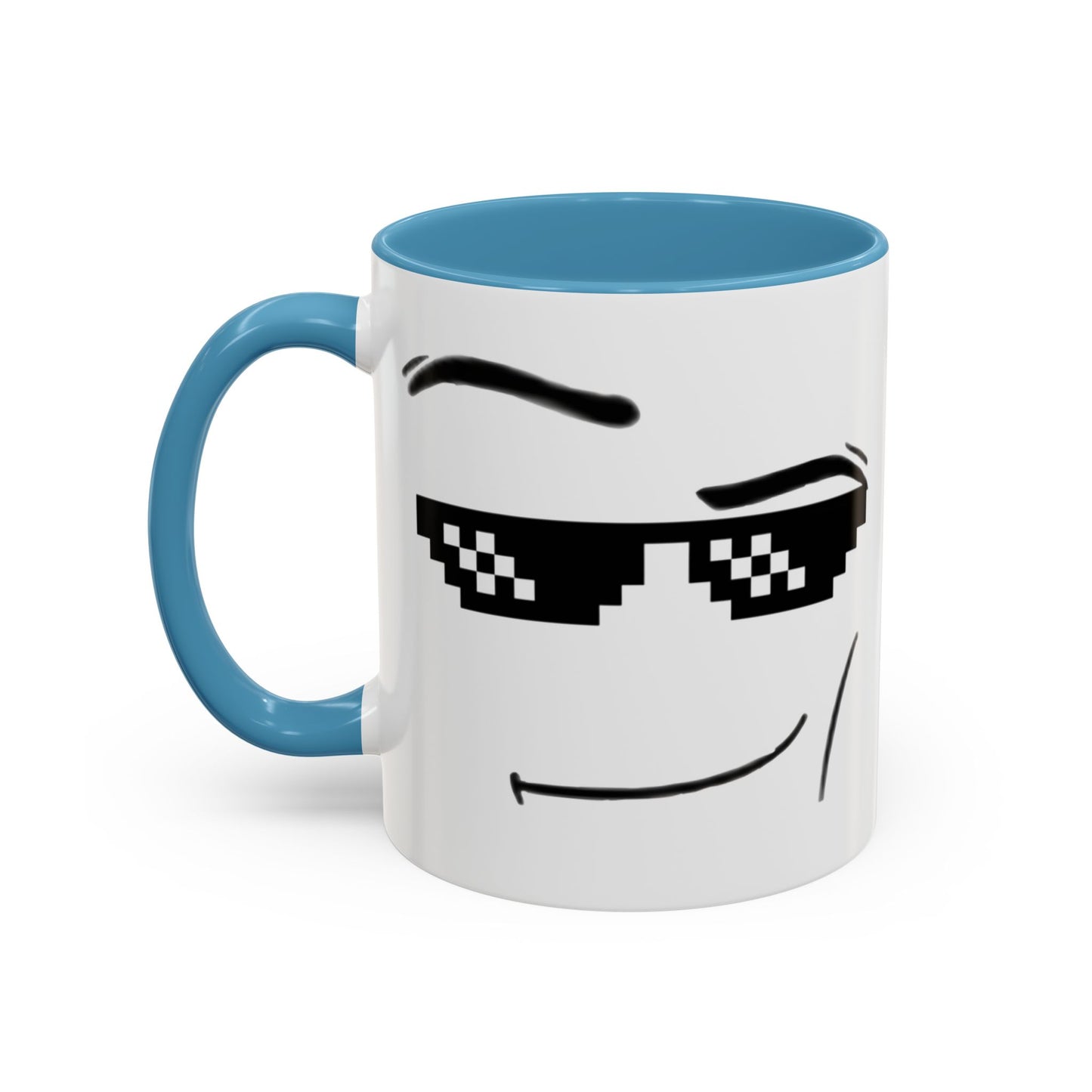 Cool Attitude Mug | Funny Pixel Sunglasses Coffee Cup | Minimalist Meme Mug