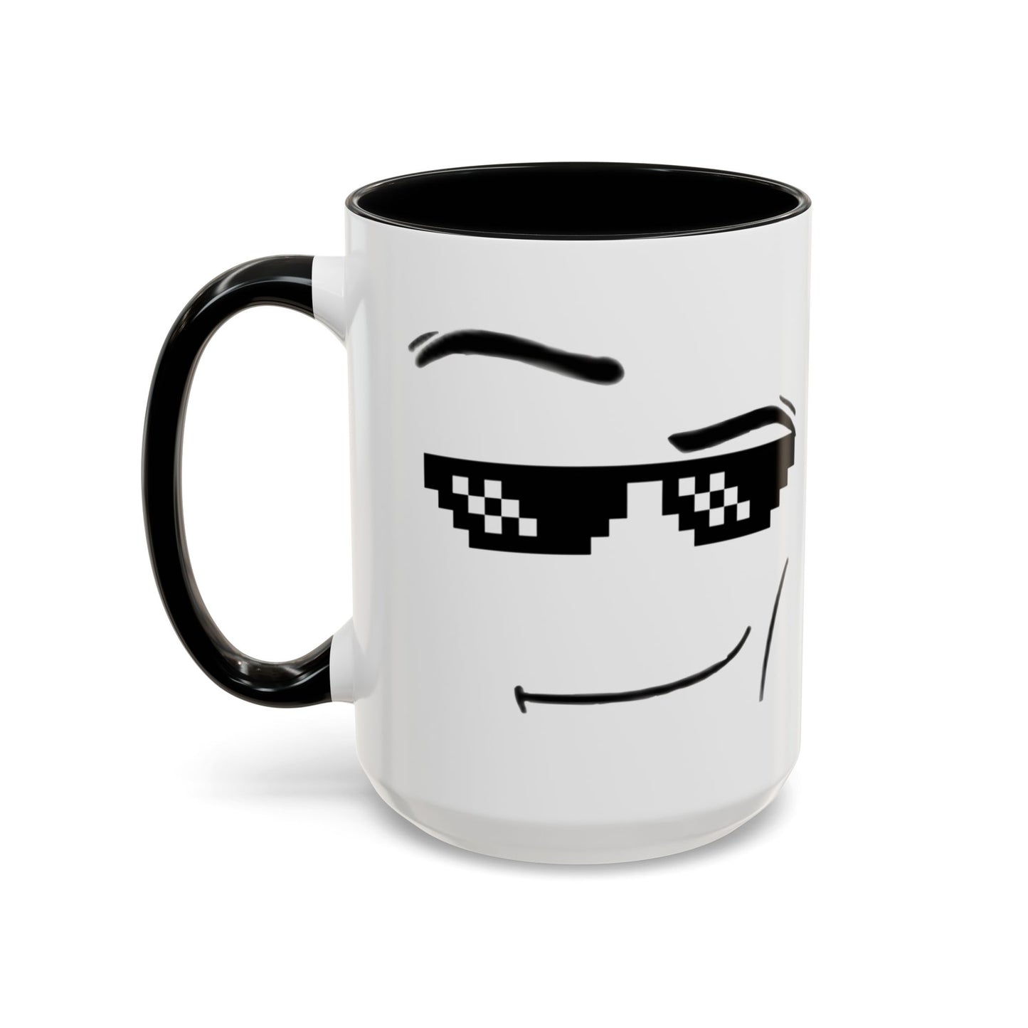 Cool Attitude Mug | Funny Pixel Sunglasses Coffee Cup | Minimalist Meme Mug