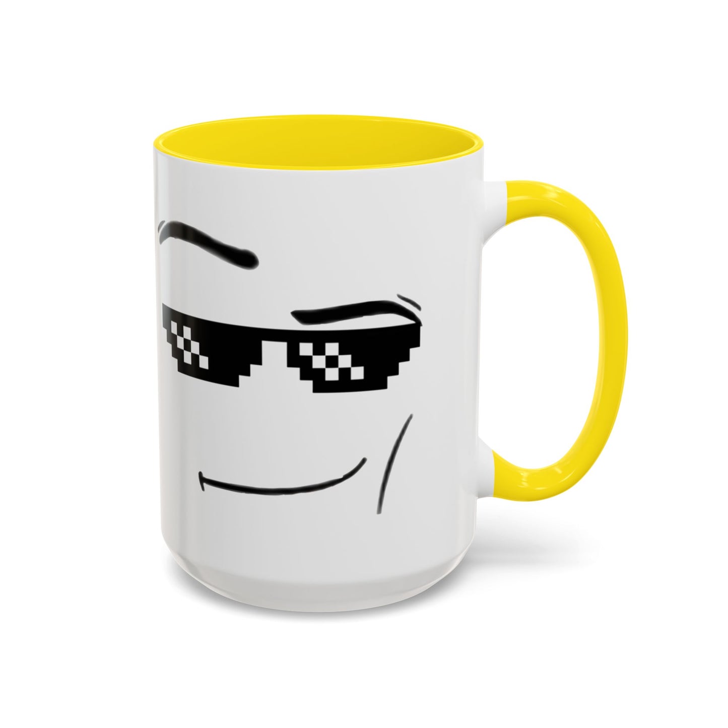 Cool Attitude Mug | Funny Pixel Sunglasses Coffee Cup | Minimalist Meme Mug