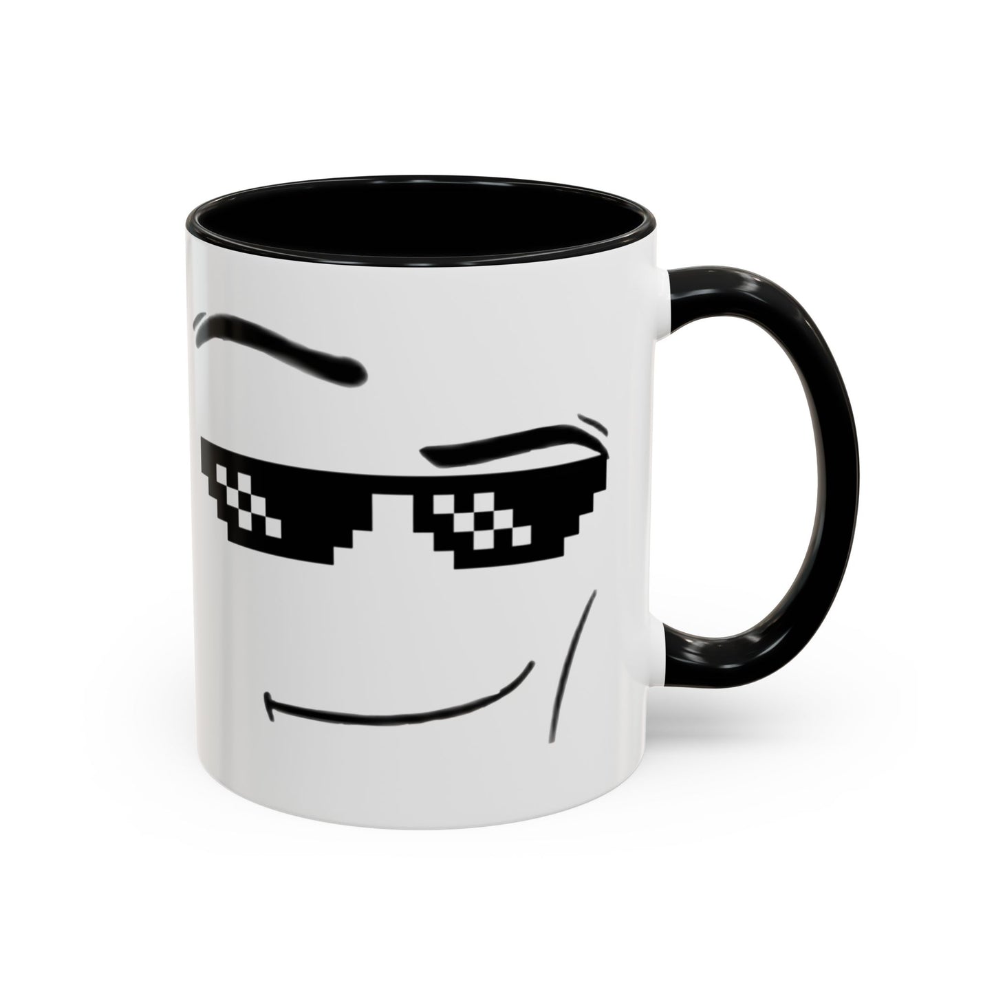 Cool Attitude Mug | Funny Pixel Sunglasses Coffee Cup | Minimalist Meme Mug