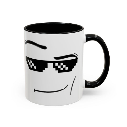 Cool Attitude Mug | Funny Pixel Sunglasses Coffee Cup | Minimalist Meme Mug