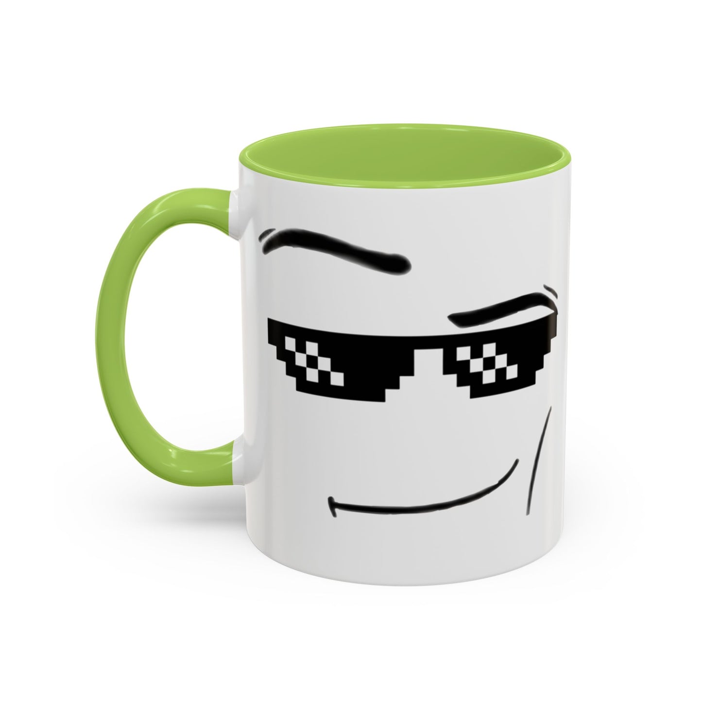 Cool Attitude Mug | Funny Pixel Sunglasses Coffee Cup | Minimalist Meme Mug