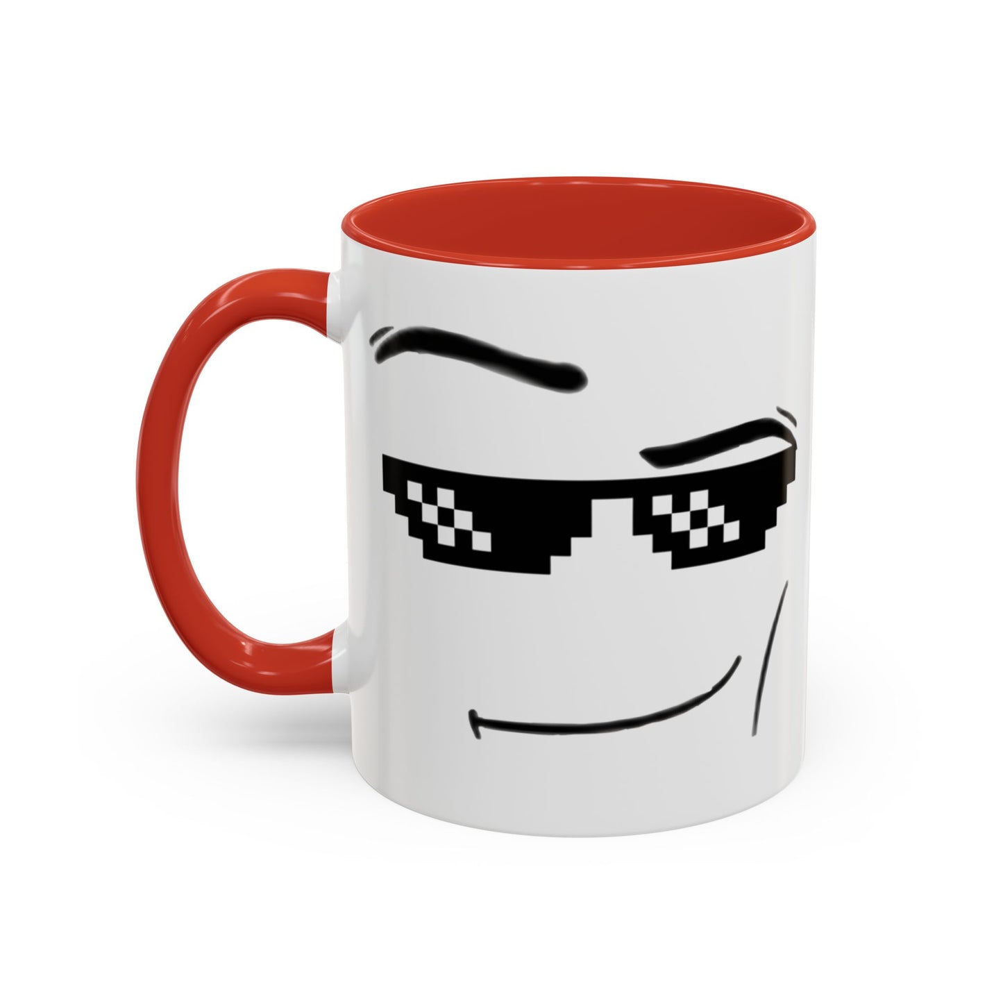 Cool Attitude Mug | Funny Pixel Sunglasses Coffee Cup | Minimalist Meme Mug