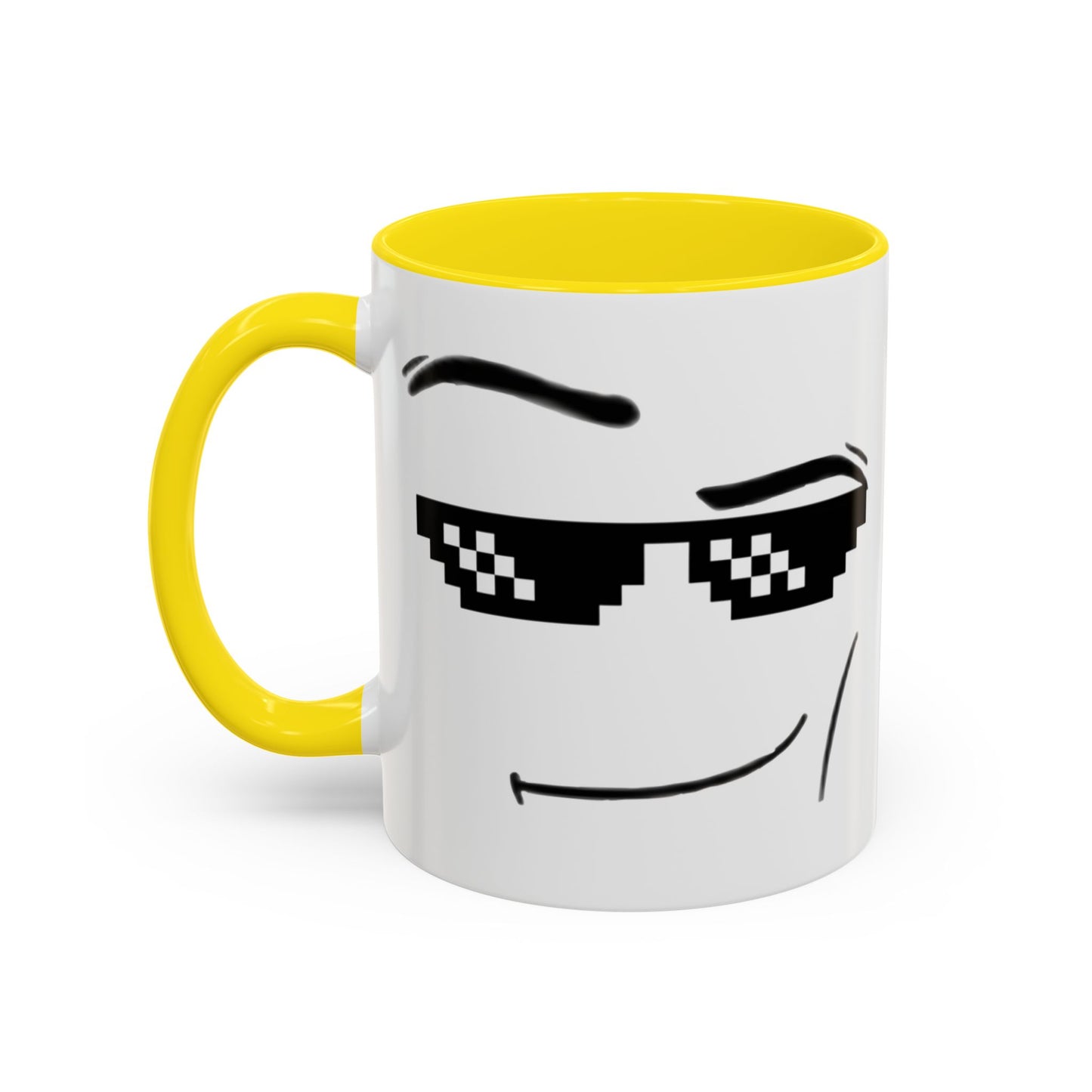 Cool Attitude Mug | Funny Pixel Sunglasses Coffee Cup | Minimalist Meme Mug