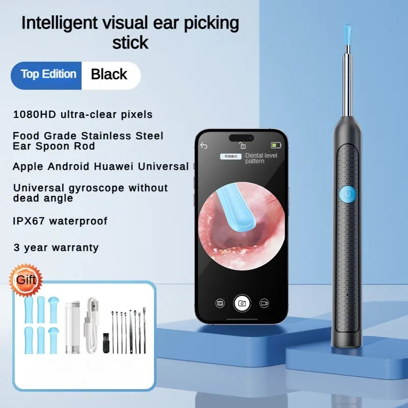 Smart Visual Ear Wax Remover with 1080P HD Camera, USB C Rechargeable Ear Cleaner, Waterproof Ear Scope Otoscope, Safe Ear Wax