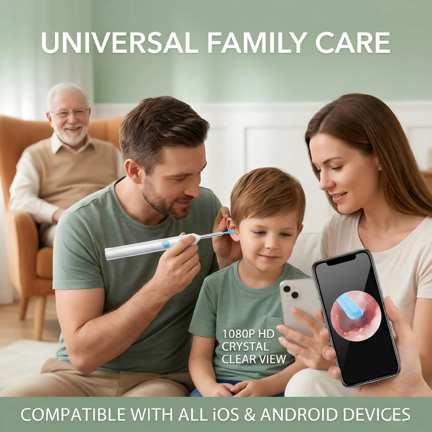Smart Visual Ear Wax Remover with 1080P HD Camera, USB C Rechargeable Ear Cleaner, Waterproof Ear Scope Otoscope, Safe Ear Wax