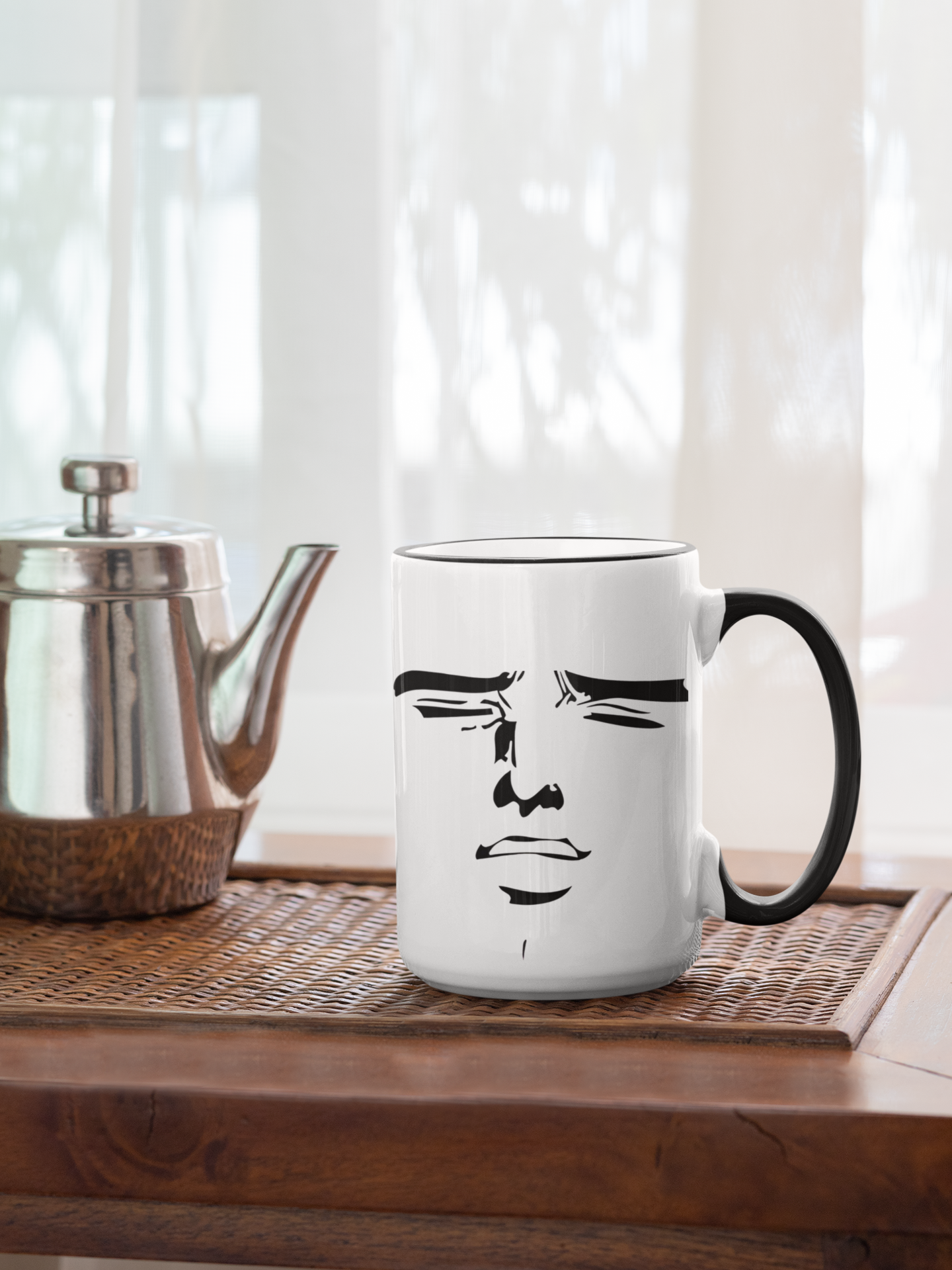 Mood Expression Mug | Minimalist Funny Face | Color Accent Mug